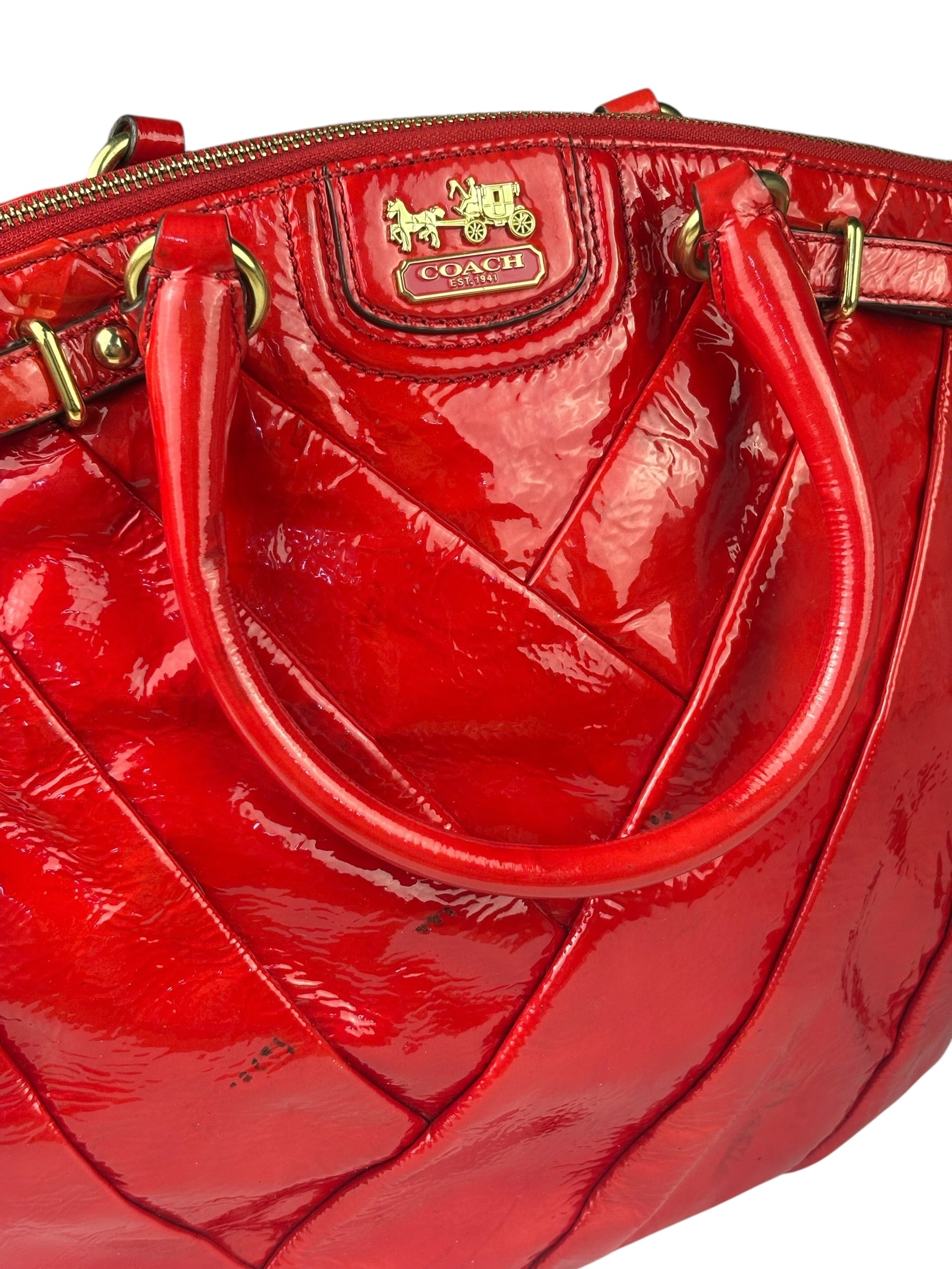 Coach Red Patent Leather Two-Way Bag