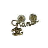 Chanel Gold Tone Cursive CC Climber Clip-On Earrings