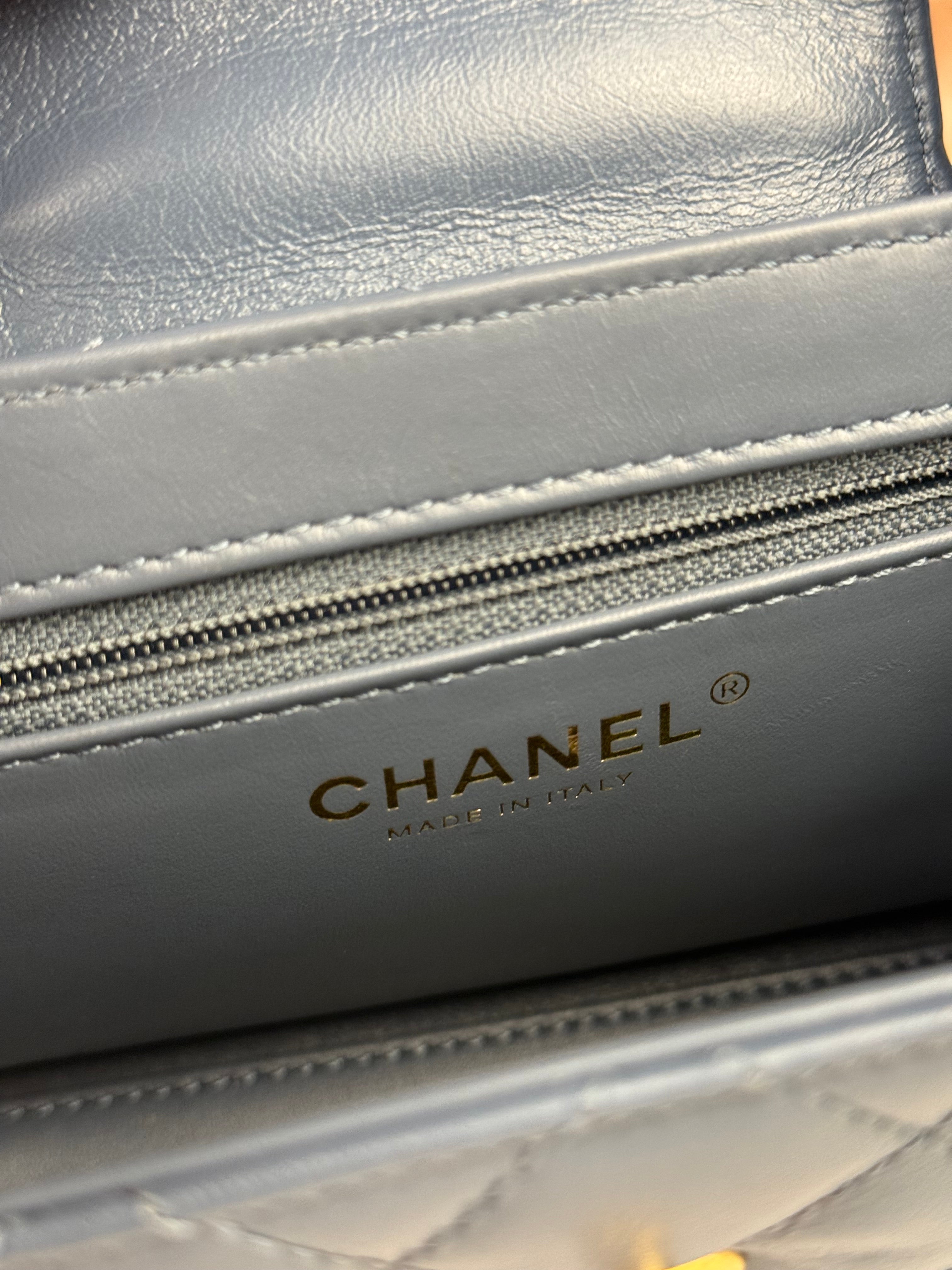 Chanel Blue Quilted Calfskin Nano Kelly Shopper Two-Way Bag 2023