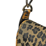 Fendi Brown Leather Trim Leopard Print Buckle Bag