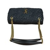 YSL Black Raffia Leather Trim Jamie Chain Shoulder Bag