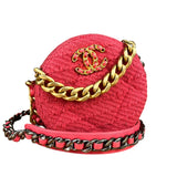 Chanel 19 Round Pink Tweed Chain Shoulder Bag