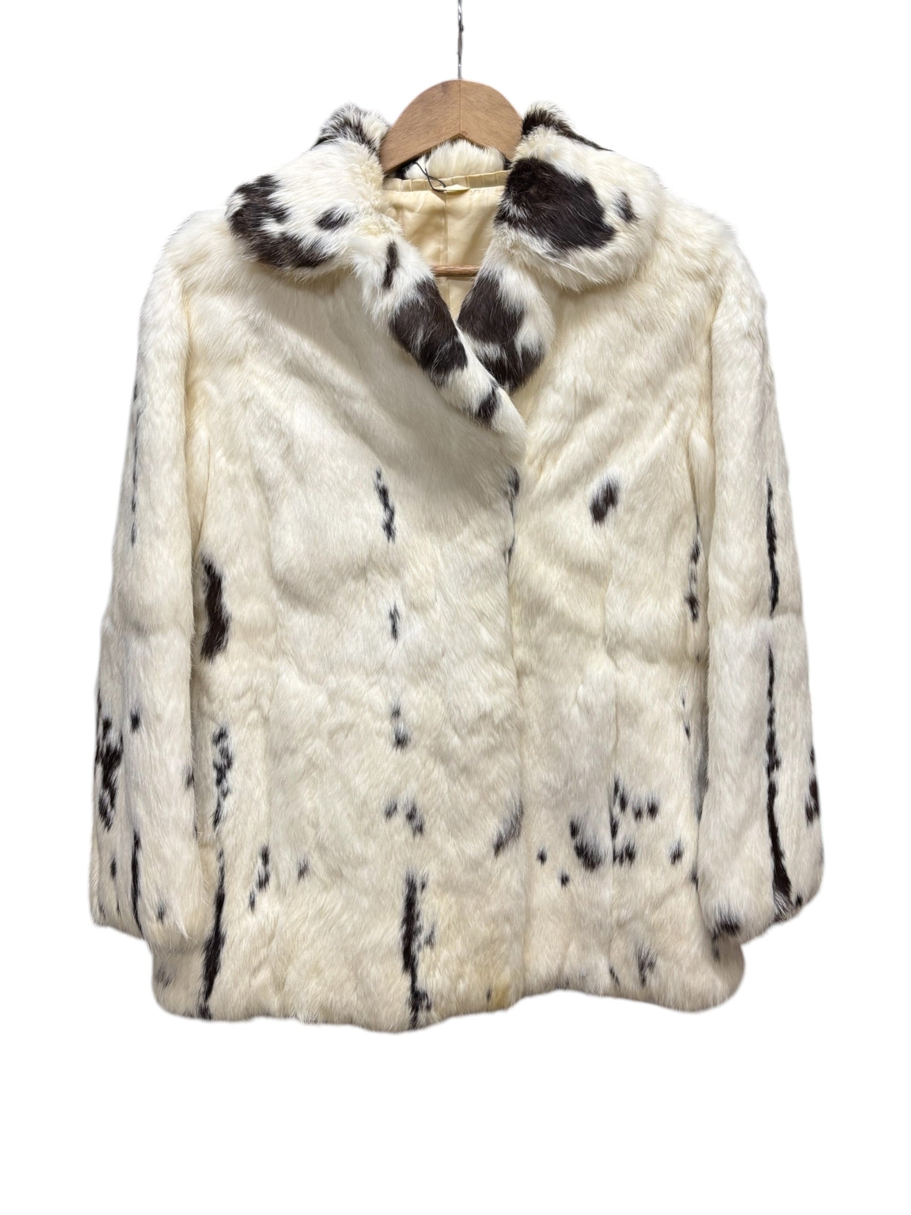 Vintage Cream/Brown Rabbit Fur Coat