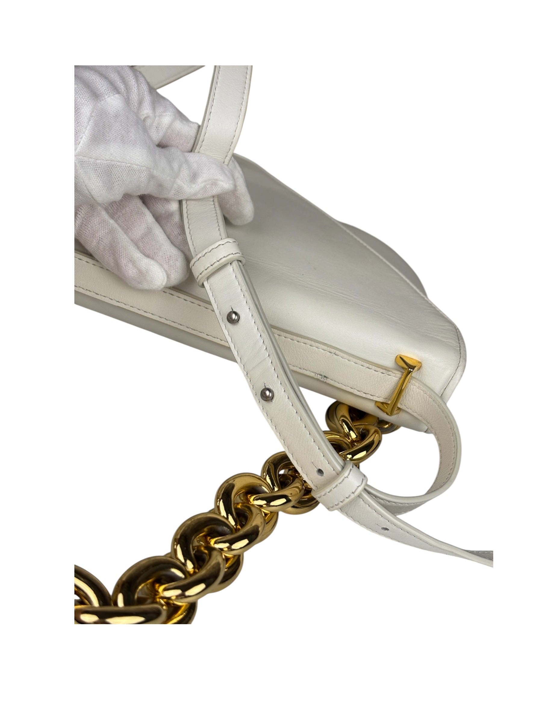 Bottega Veneta White Leather Mount Shoulder Bag