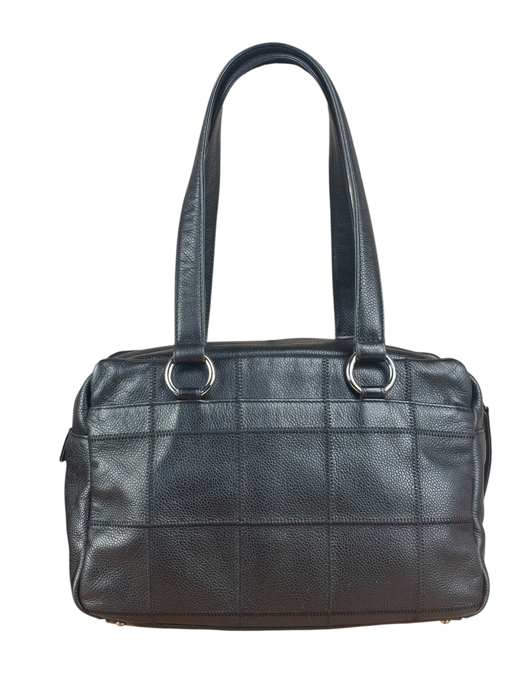 Chanel Black Leather Chocolate Bar Shoulder Bag 2004