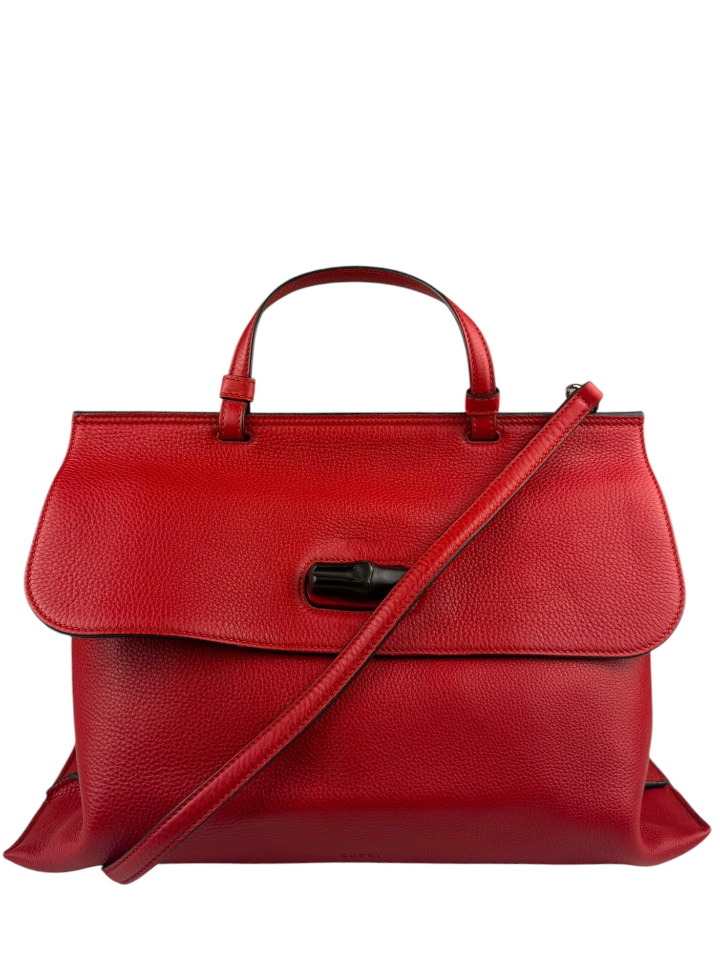 Gucci Red Bamboo Daily Leather Bag