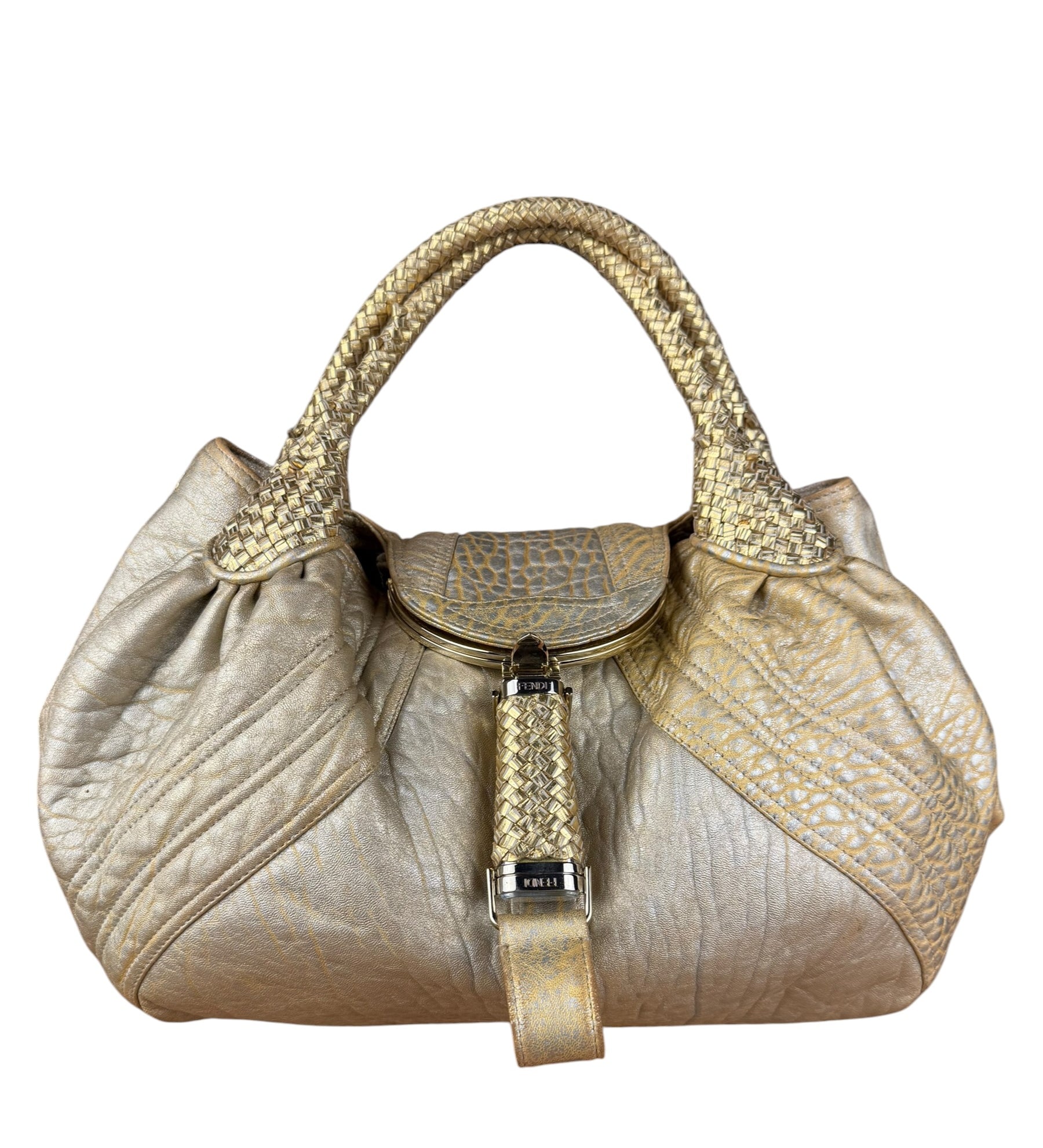 Fendi Metallic Gold Spy Shoulder Bag
