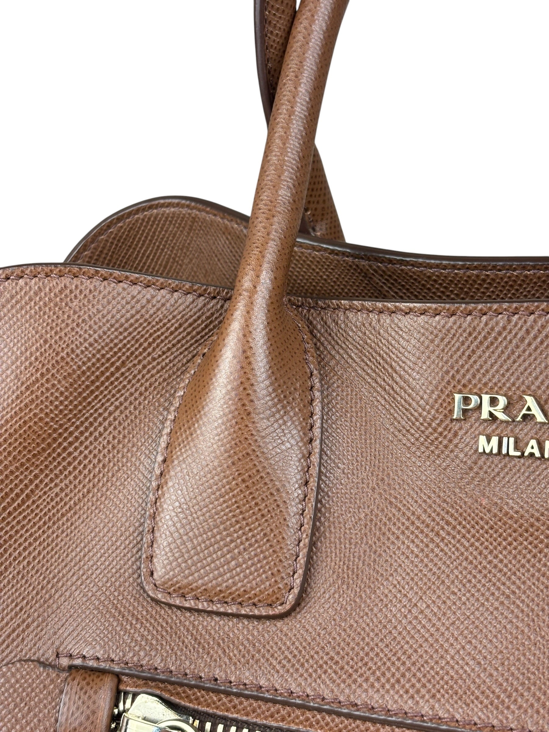 Prada Vintage Brown Leather Top Handle Bag