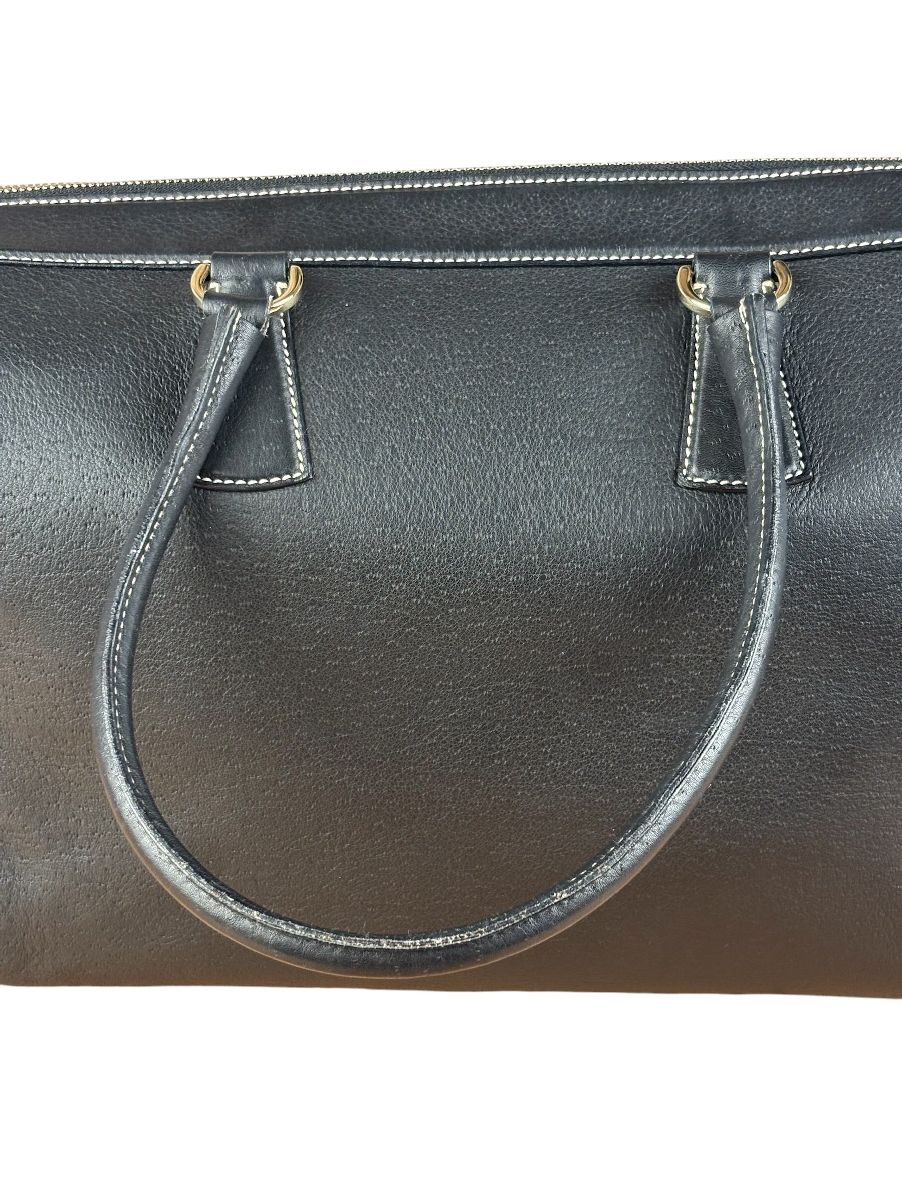 Salvatore Ferragamo Vintage Black Pebbled Leather Tote Bag