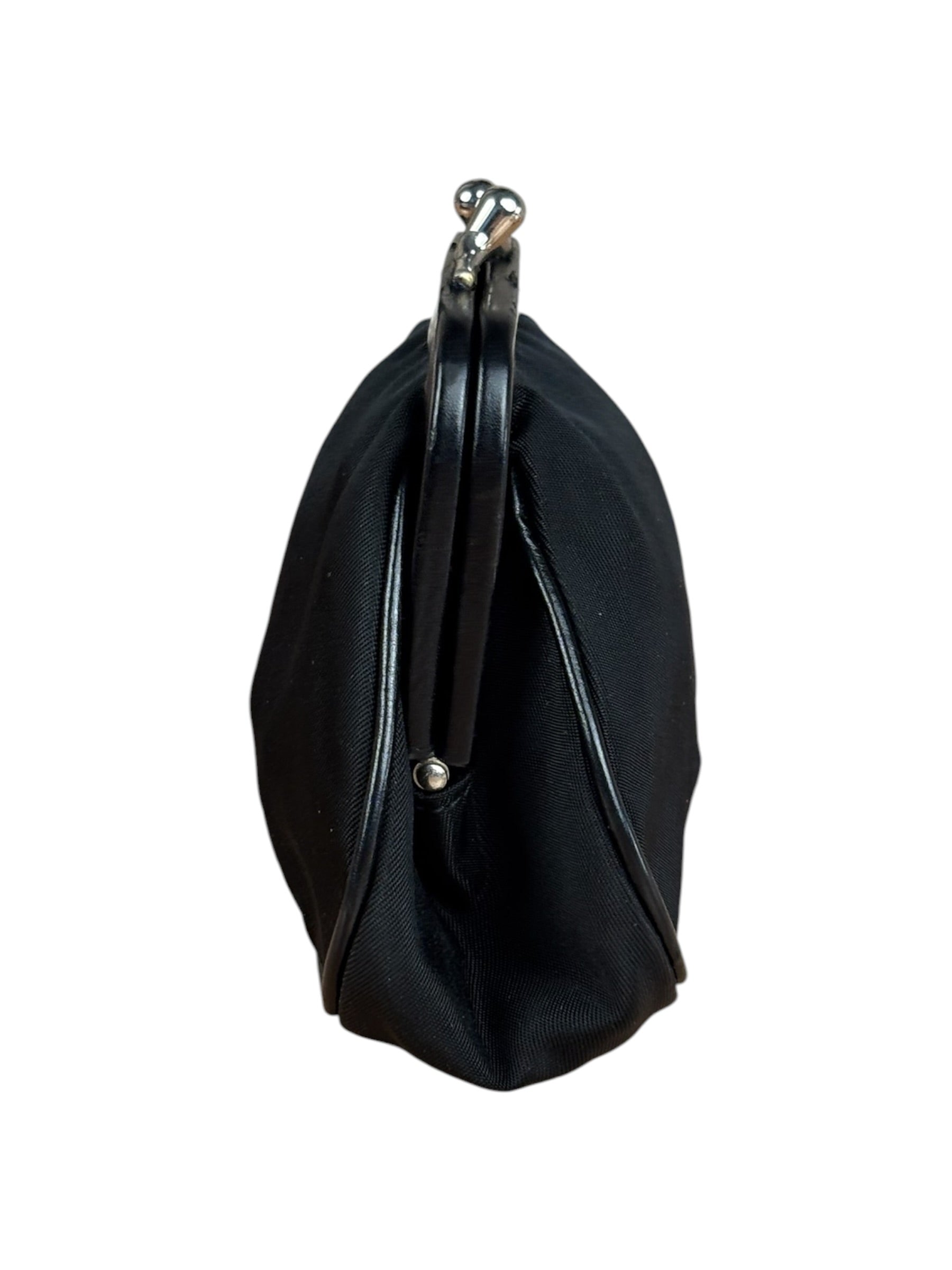 Prada Black Tessuto Nylon Leather Trim Liss-Lock Coin Bag
