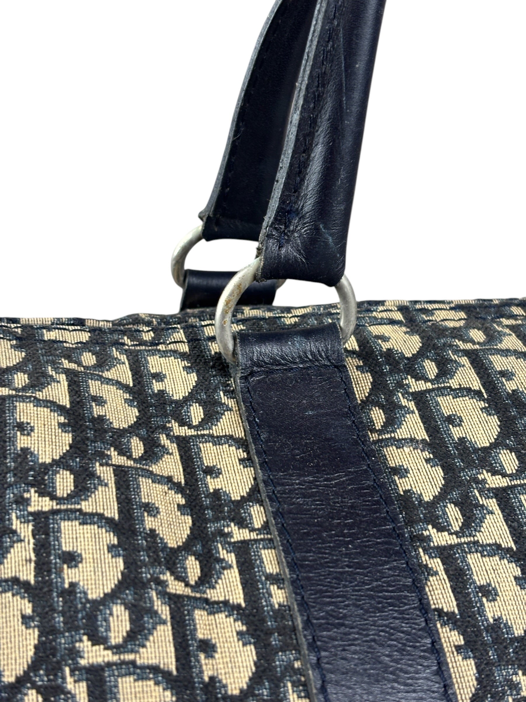 Christian Dior Vintage Navy Blue Trotter Boston Handbag