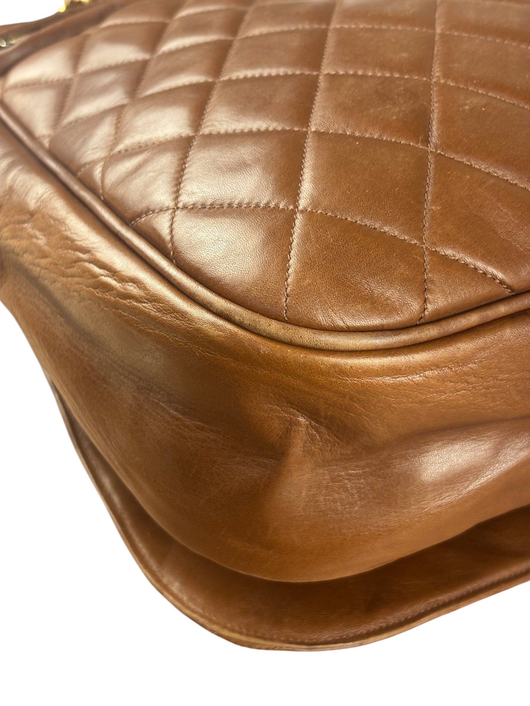Chanel Brown Quilted Leather Flap Chain Messenger Bag