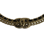 Chanel Black Leather Trim Gold-Tone Chain Choker 22S