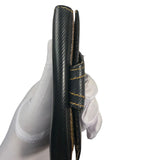Fendi Black Patent Leather Coacted Canvas French Compact Wallet