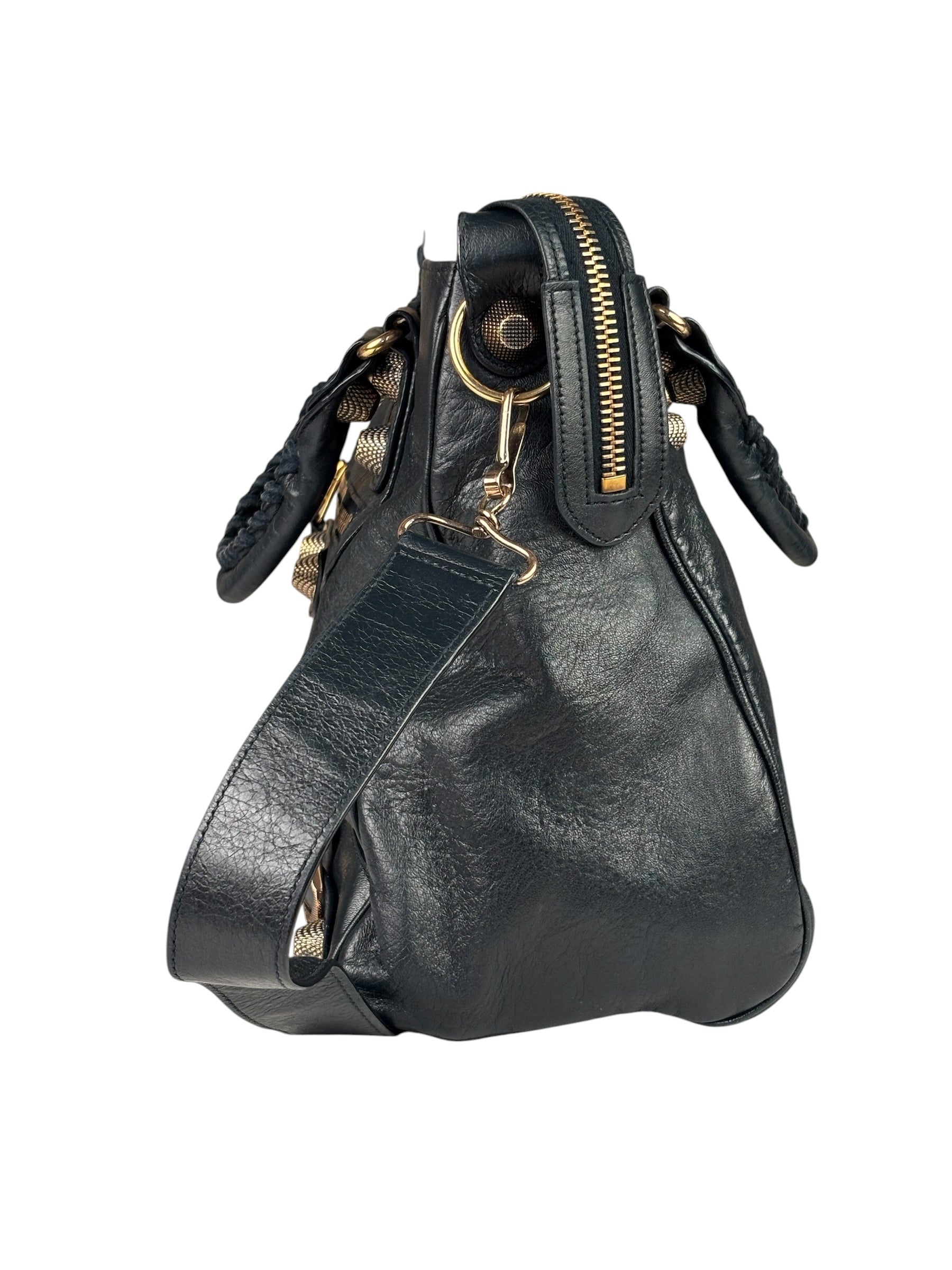 Balenciaga Vintage Navy Leather City Two-Way Bag