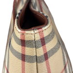 Burberry Vintage Brown Leather  Haymarket Canvas House Check Tote Bag