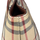 Burberry Vintage Brown Leather  Haymarket Canvas House Check Tote Bag