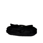 Fendi Black Leather Trim Plush Rabbit Fur Baguette