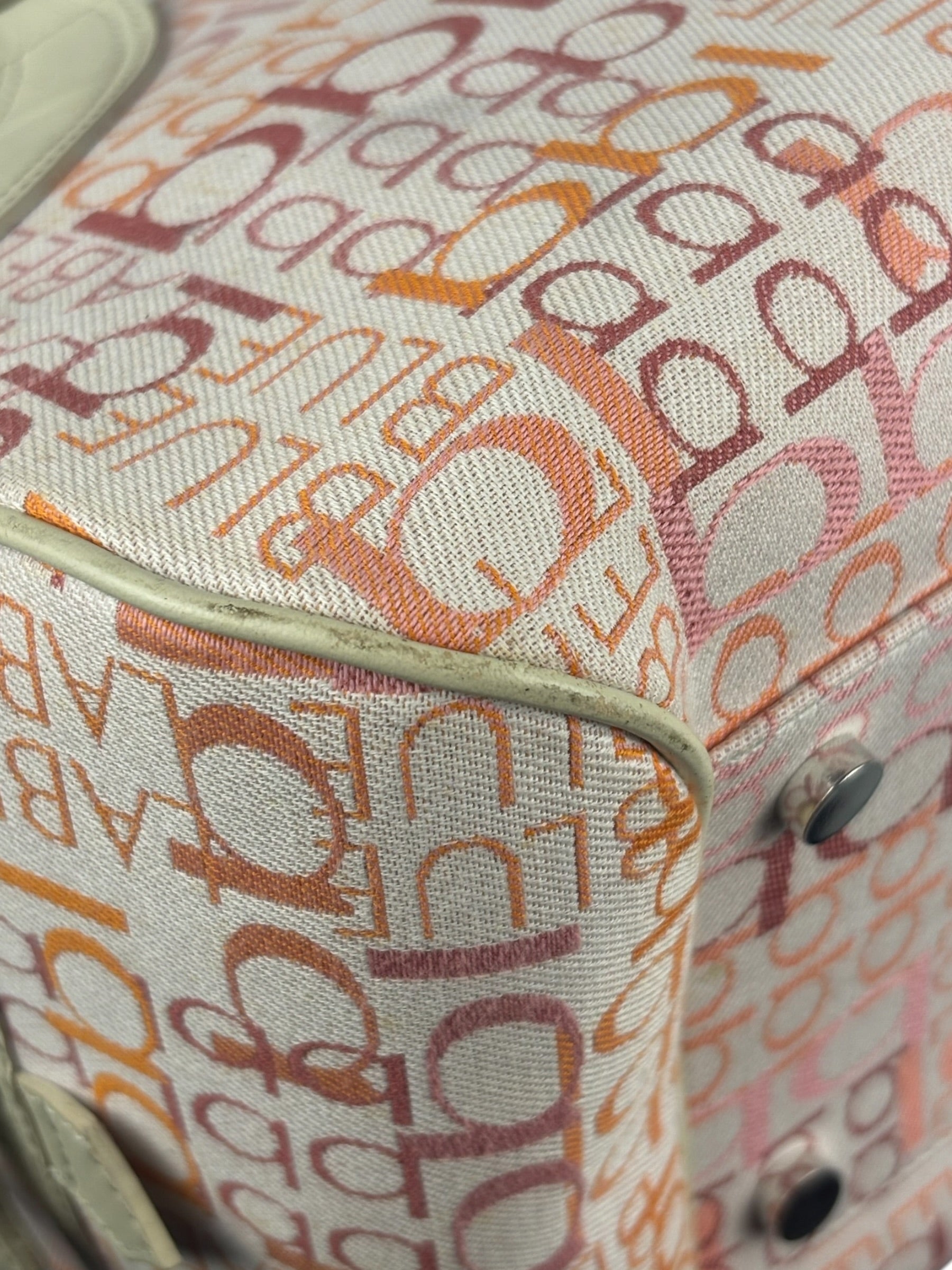 Burberry Blue Label Pink Multi Logo Bowler Bag