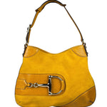 Gucci Mustard Yellow Suede/Leather Trim Hasler Horsebit Hobo Bag