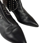 Saint Laurent Black Leather Studded Ankle Boots
