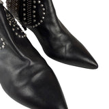 Saint Laurent Black Leather Studded Ankle Boots