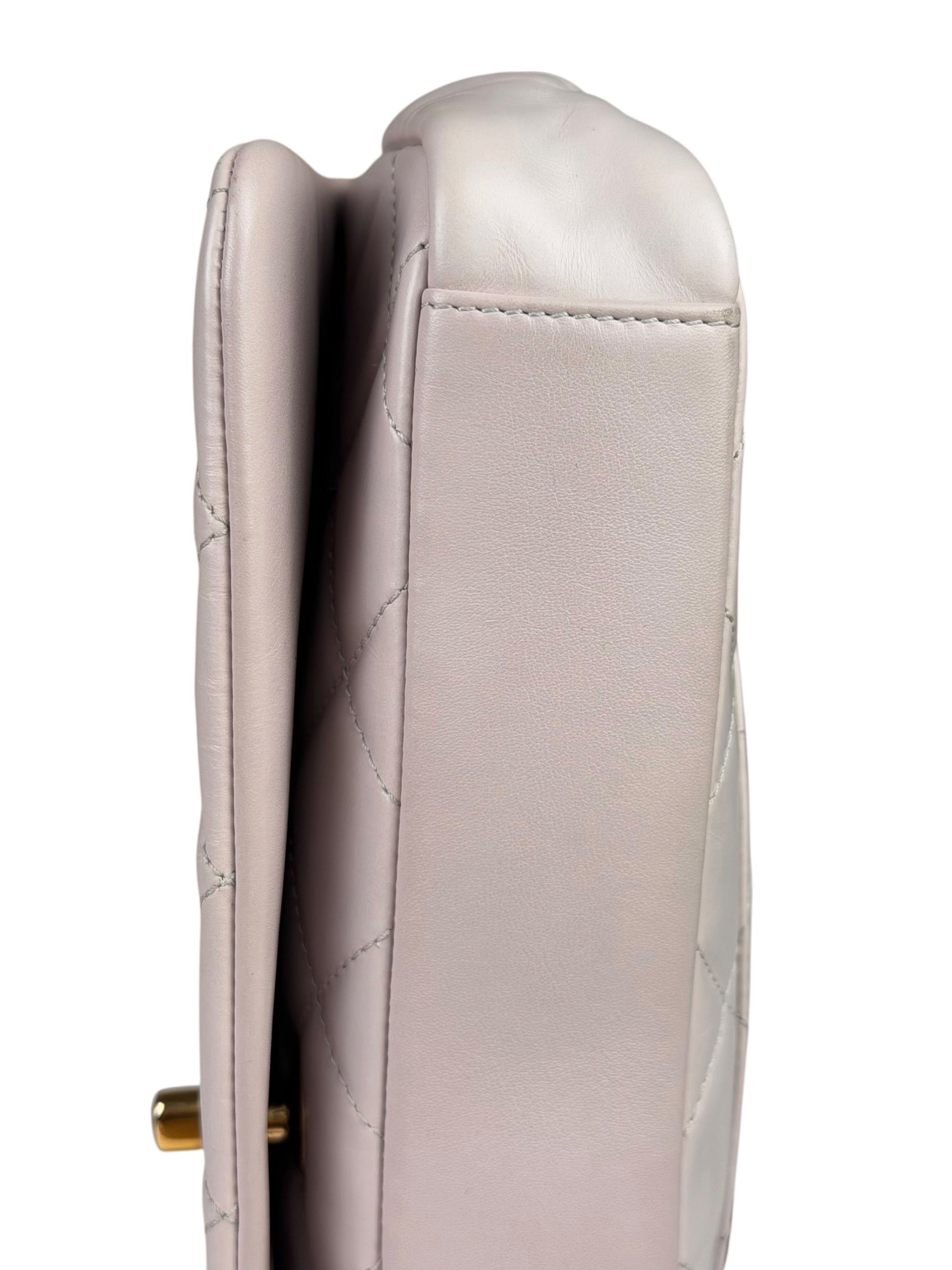 Chanel Light Lilac Calfskin Leather Quilted Flap Chain Bag