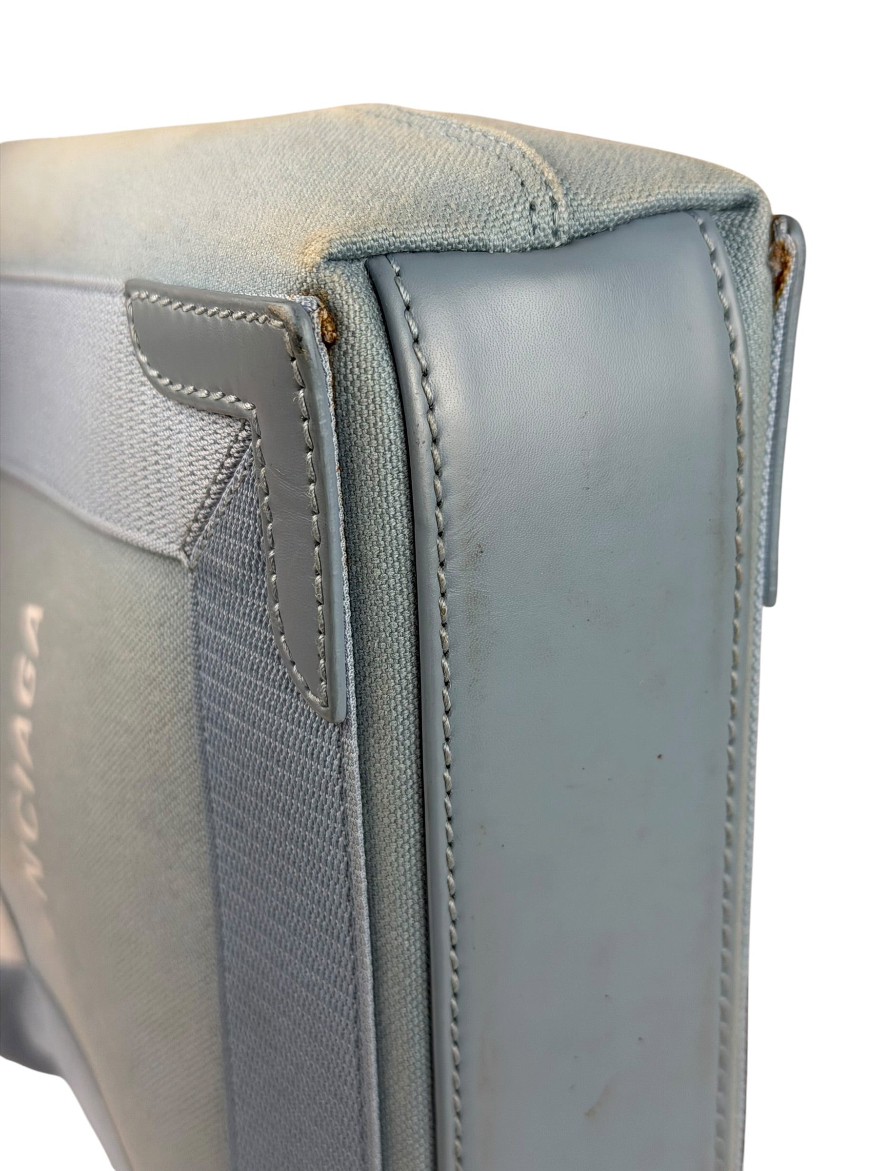Balenciaga Light Blue Leather Trim Cabas XS Tote Bag
