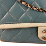 Chanel CC Two-Toned Blue Leather Flap Bag 2014