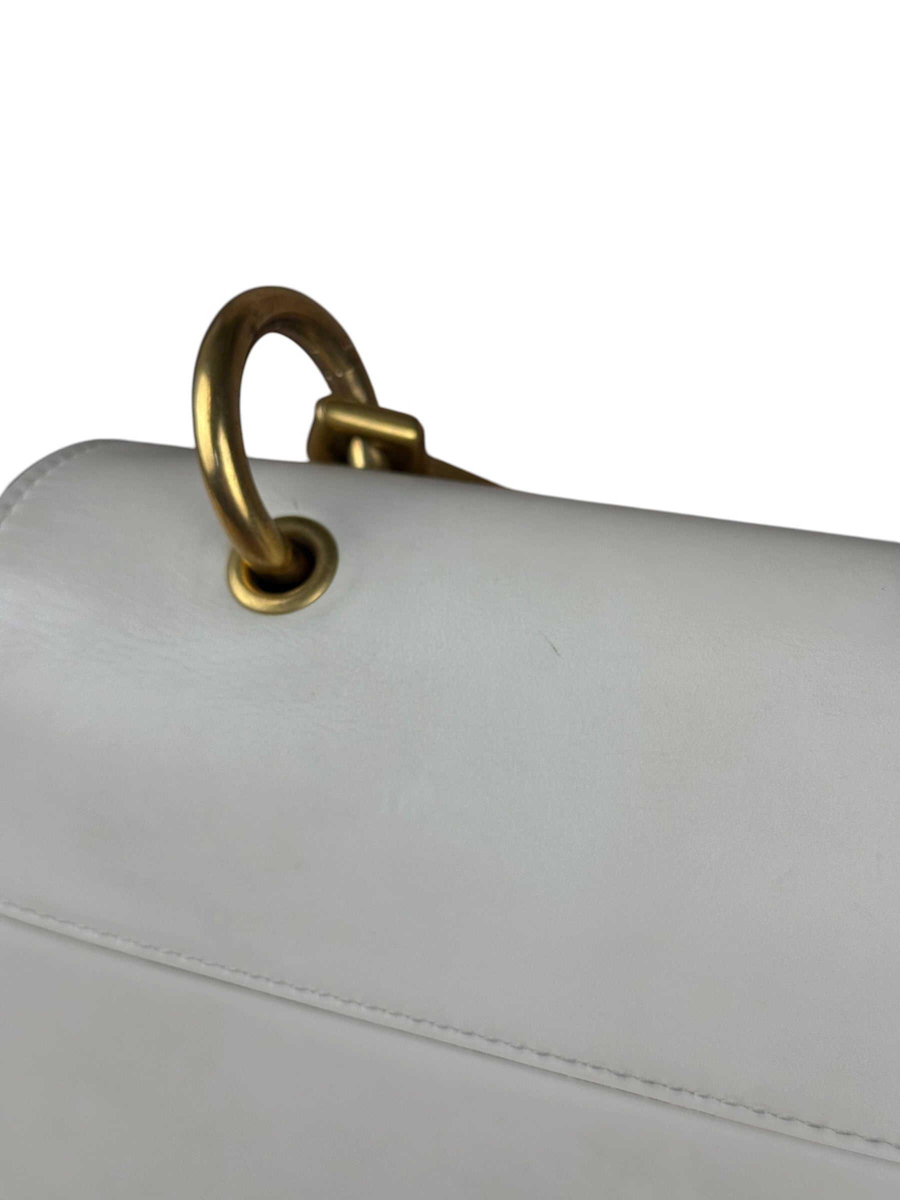 Gucci White Leather Queen Margaret Bee Embellished Shoulder Bag