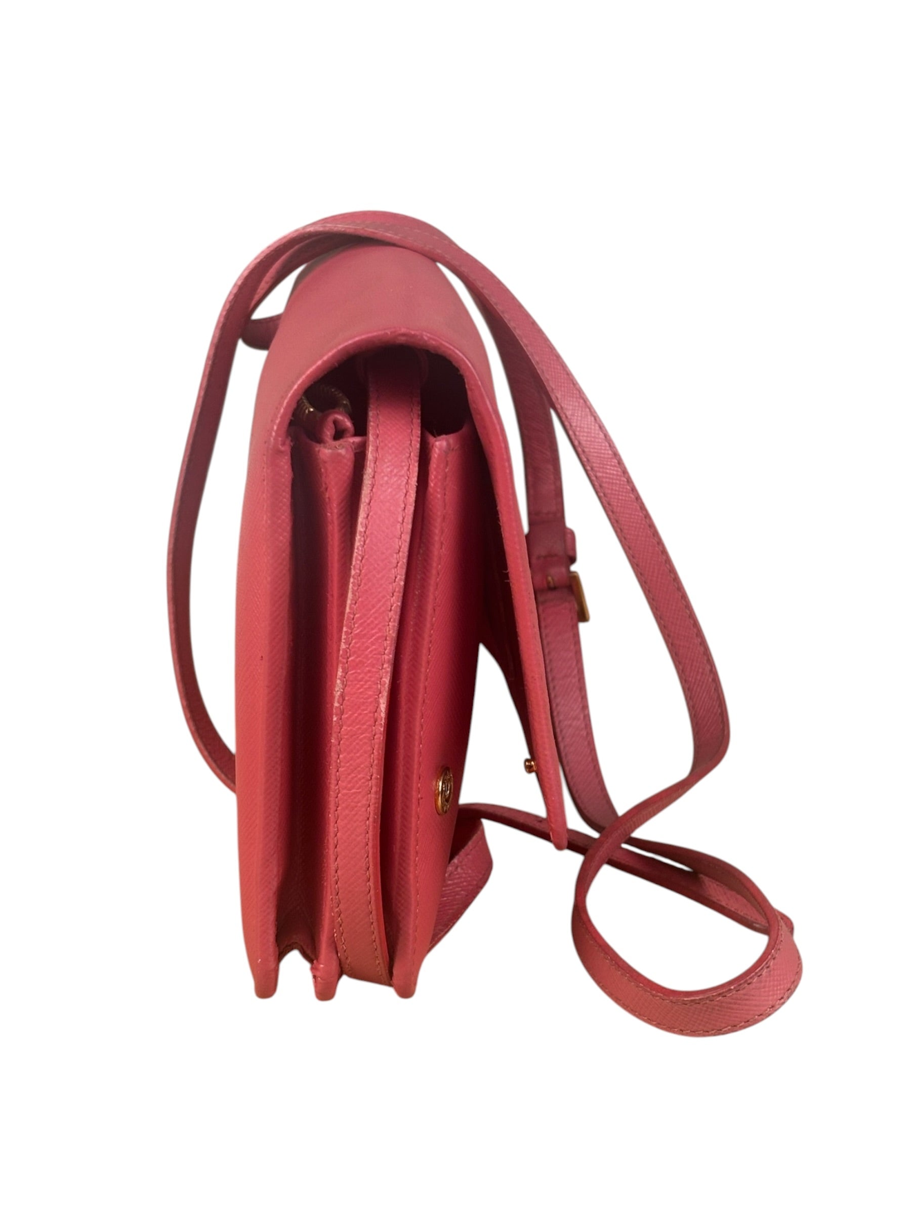 Prada Pink Saffiano Leather Pouchette