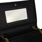 Gucci GG Crystal Embellished Black Leather Wallet on Chain Bag