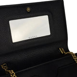 Gucci GG Crystal Embellished Black Leather Wallet on Chain Bag