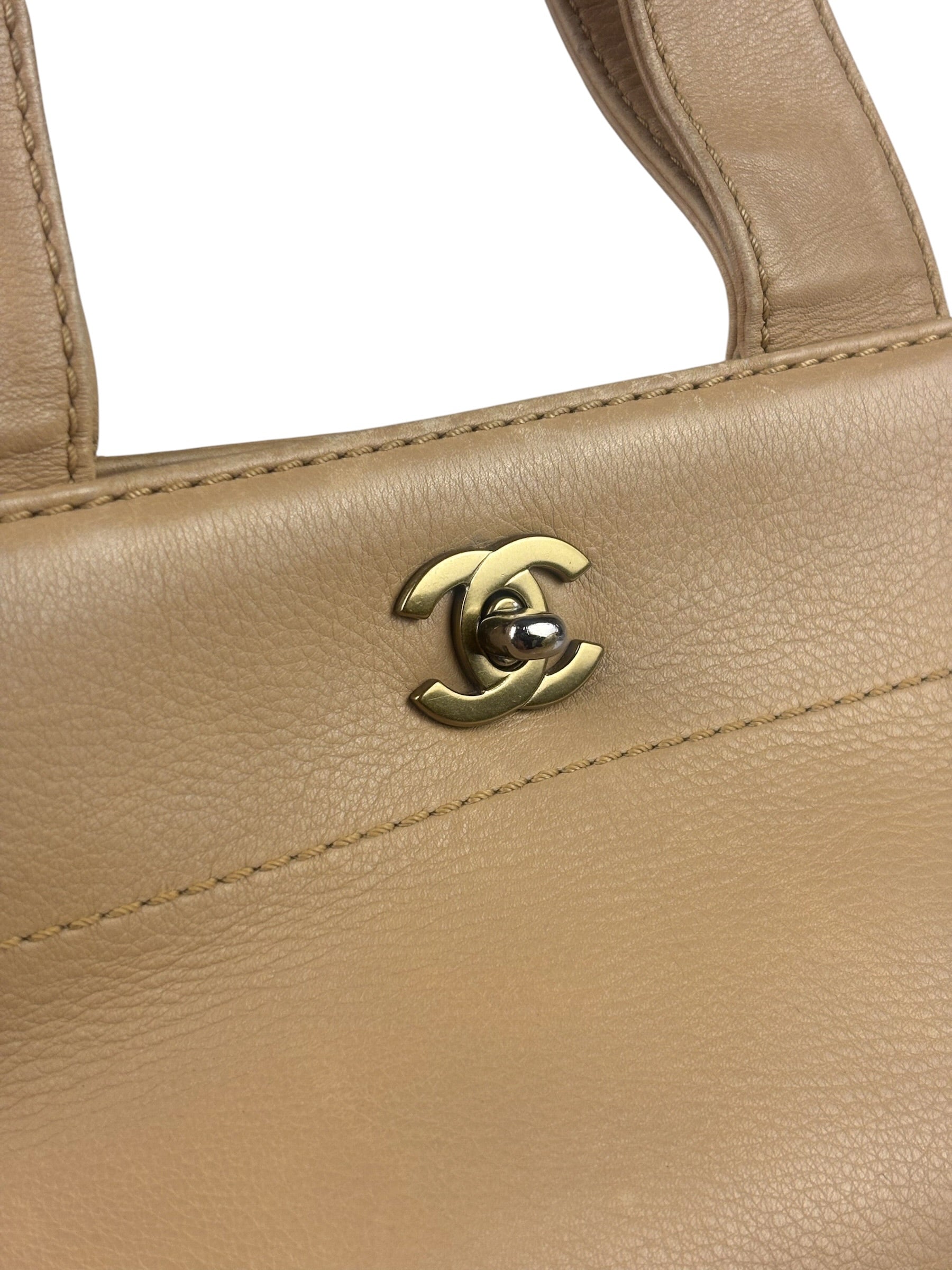 Chanel Turnlock CC Tan Leather Tote 2002