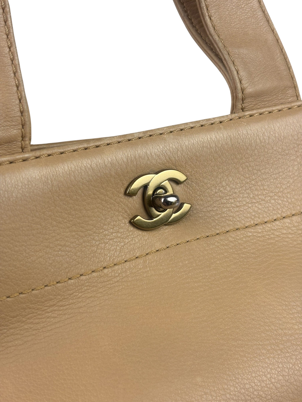 Chanel Turnlock CC Tan Leather Tote 2002