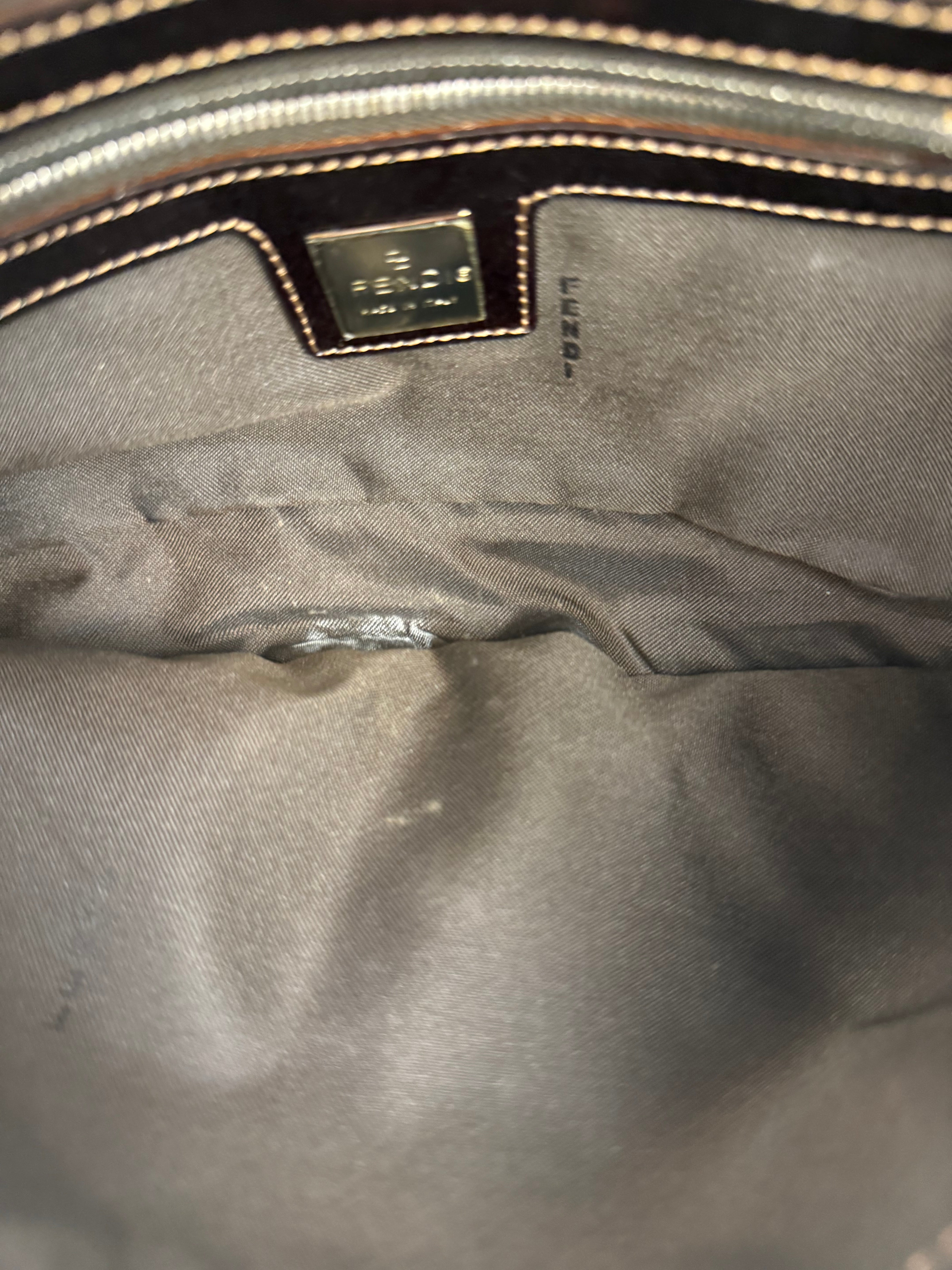 Fendi Leather-Trimmed Beaded Baguette Light Pink