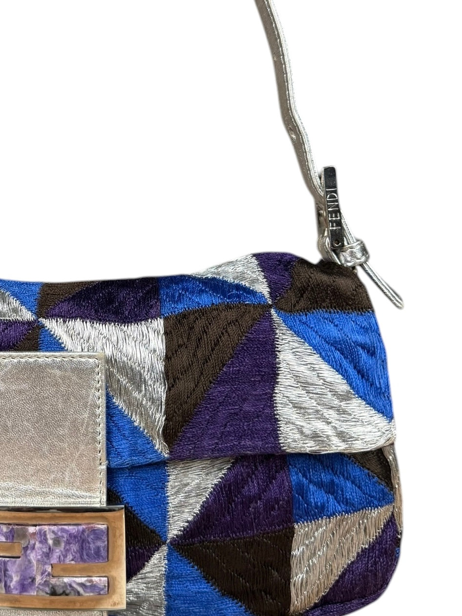 Fendi Vintage Embroidered Patchwork Baguette