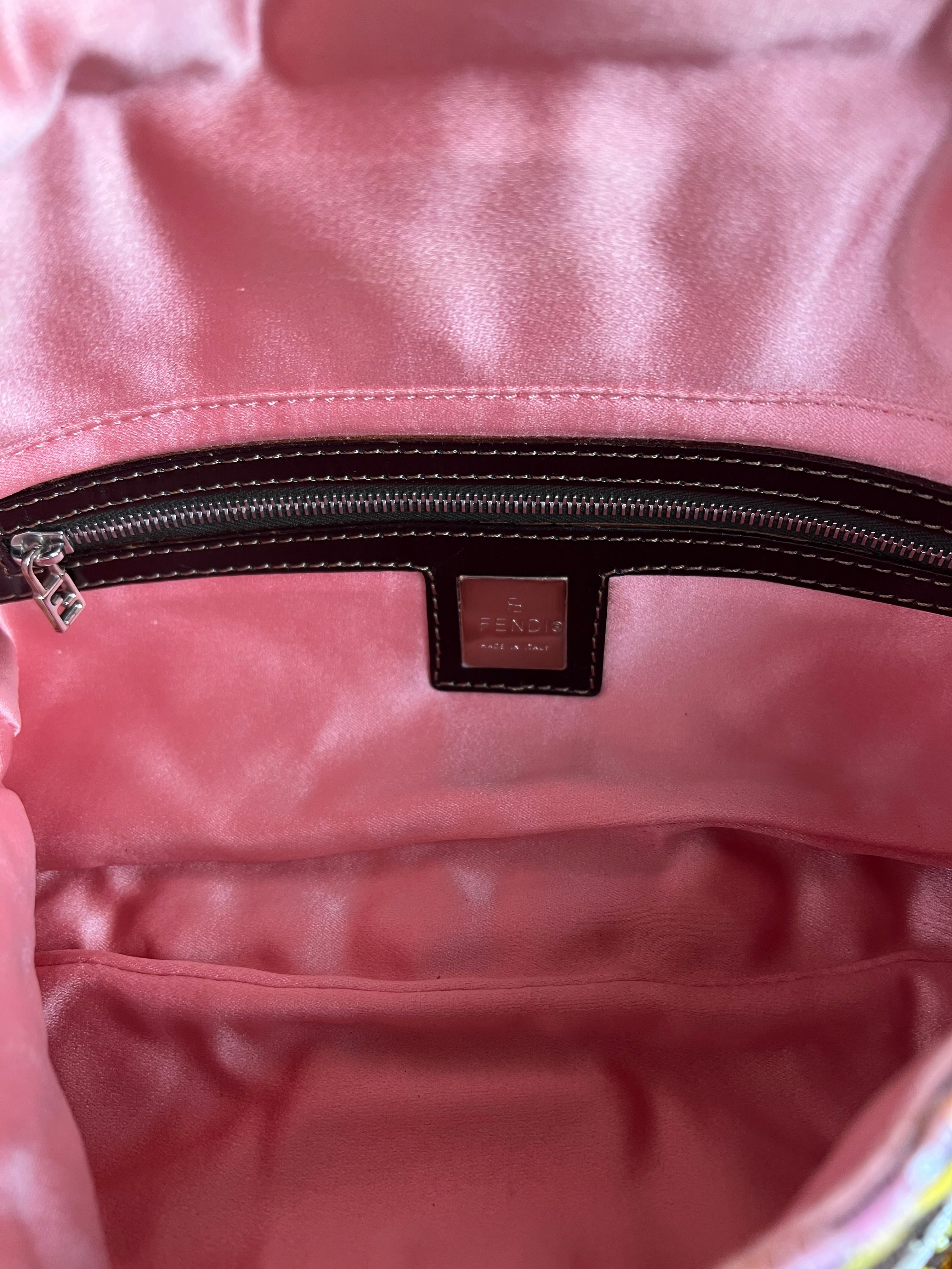 Fendi Canvas Baguette Dark Brown Beaded