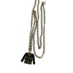 Chanel Black/Gold Jacket Pendant CC Logos Necklace