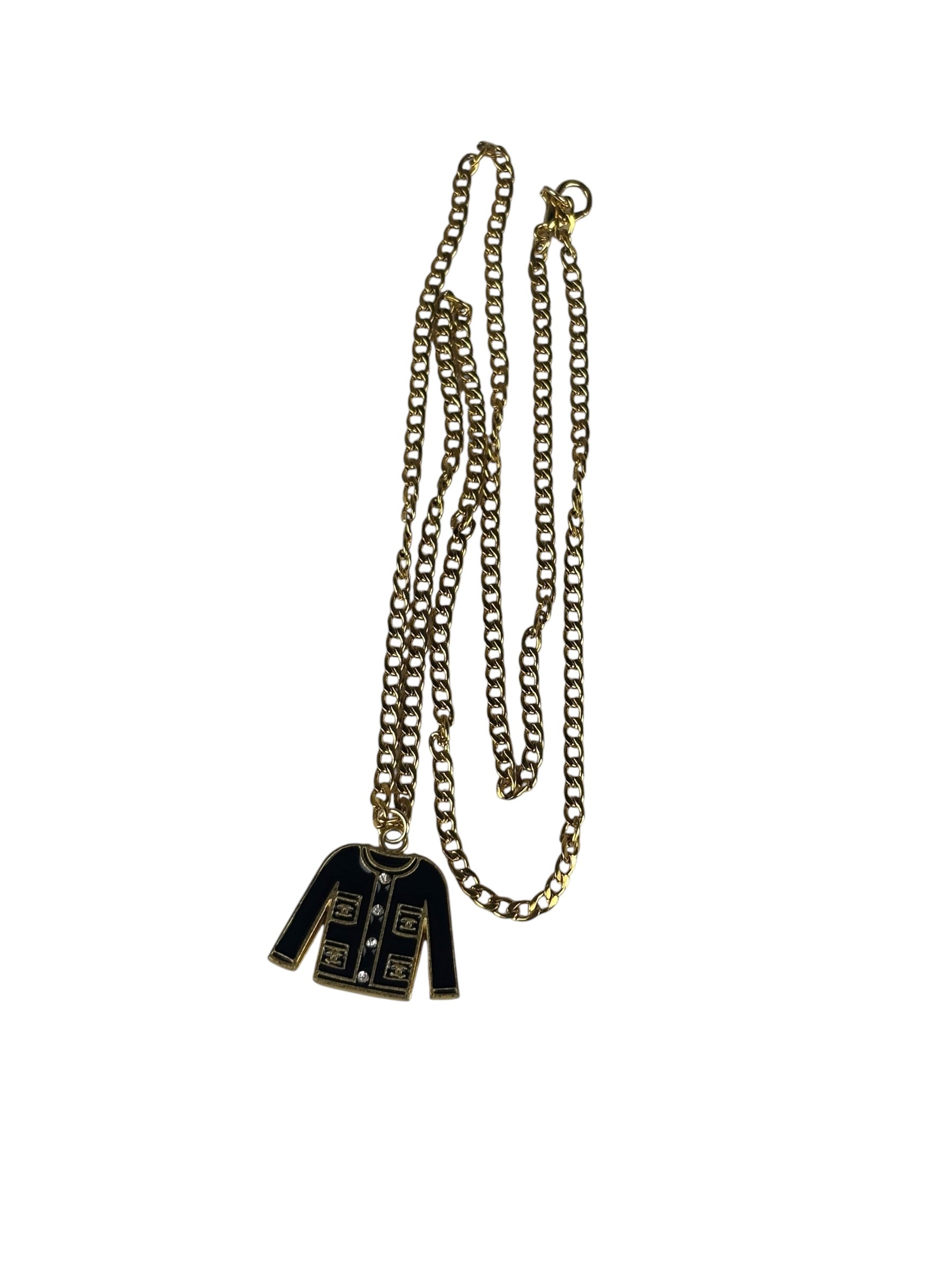 Chanel Black/Gold Jacket Pendant CC Logos Necklace