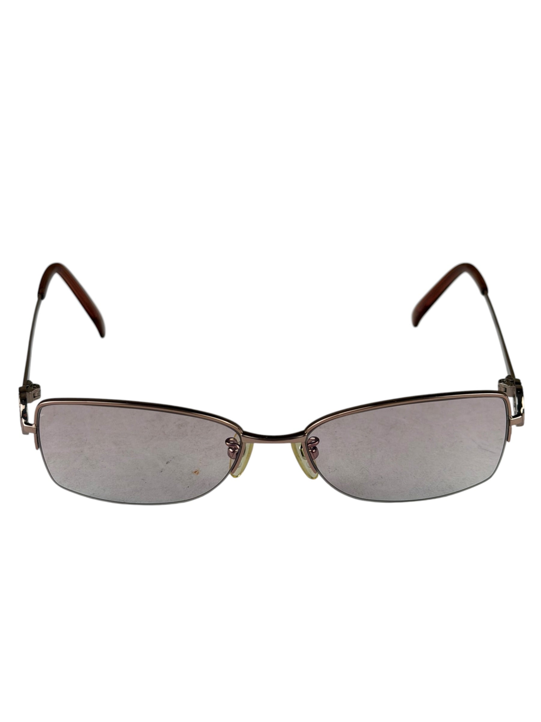Gucci GG Rose Pink Tint Semi-Rimless Eyeglasses