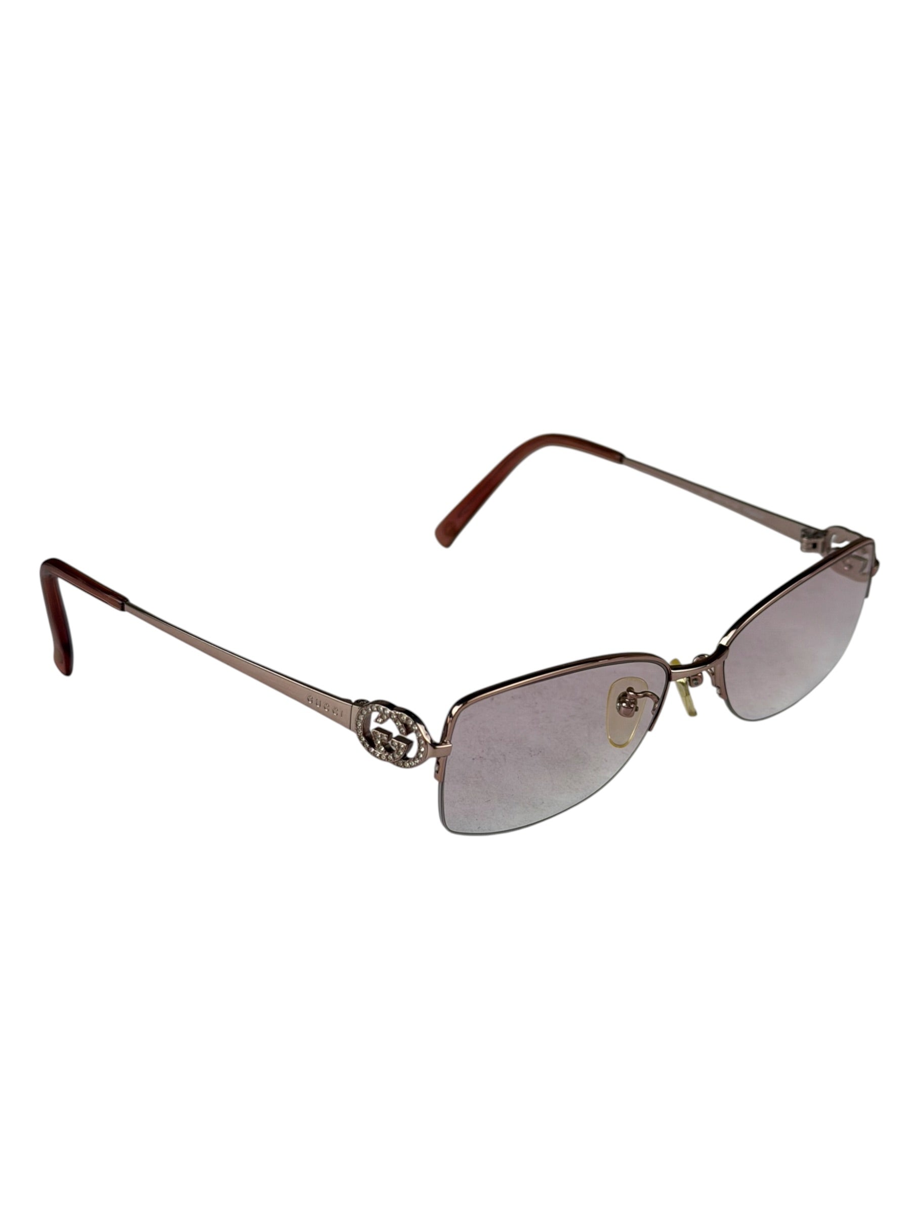 Gucci GG Rose Pink Tint Semi-Rimless Eyeglasses