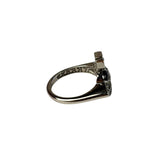 Vivienne Westwood Silver Diamante Black Enamel Ring