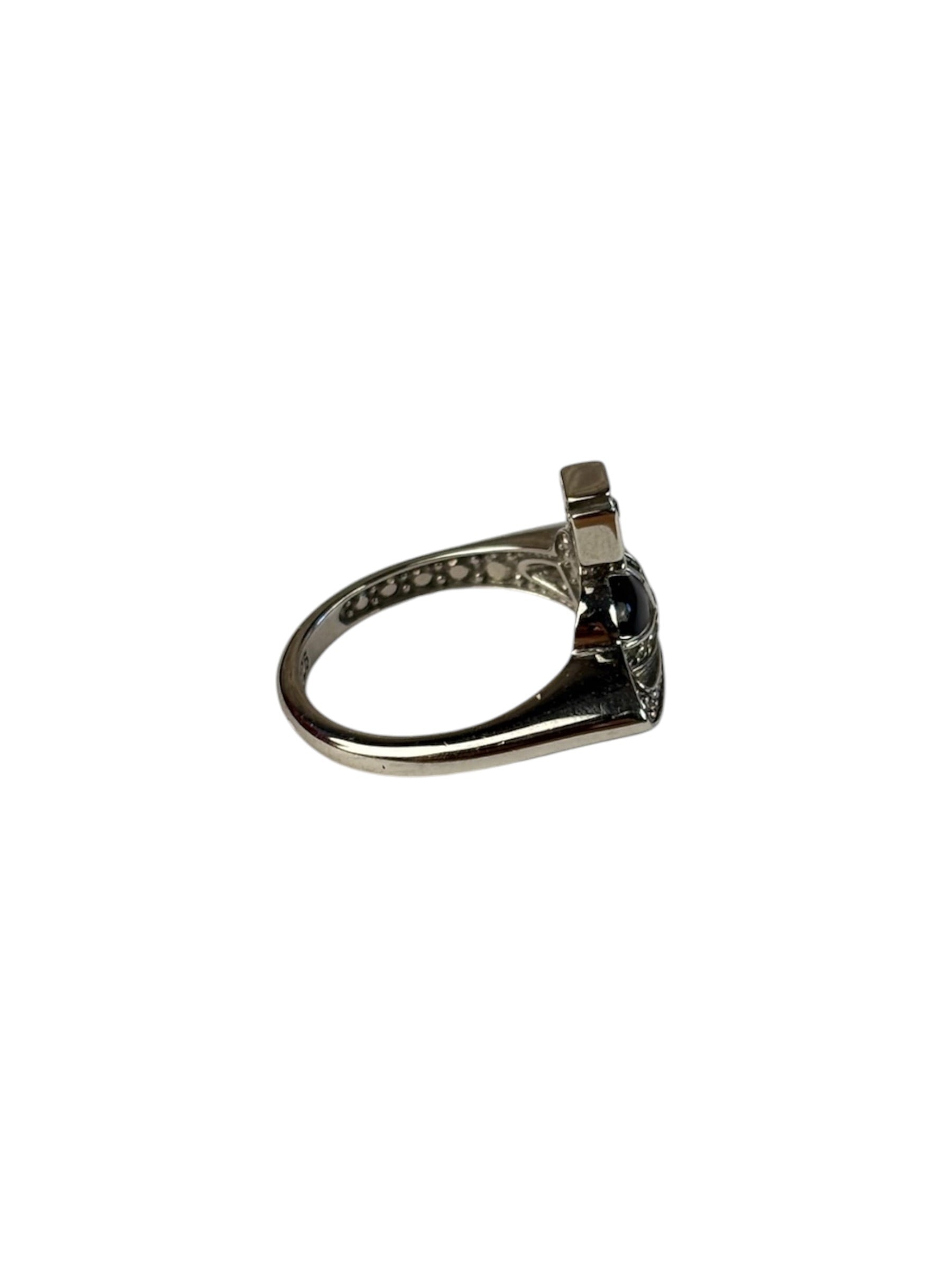 Vivienne Westwood Silver Diamante Black Enamel Ring