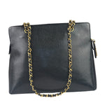 Chanel Vintage Black Caviar Leather Timeless Chain Shoulder Tote 1998