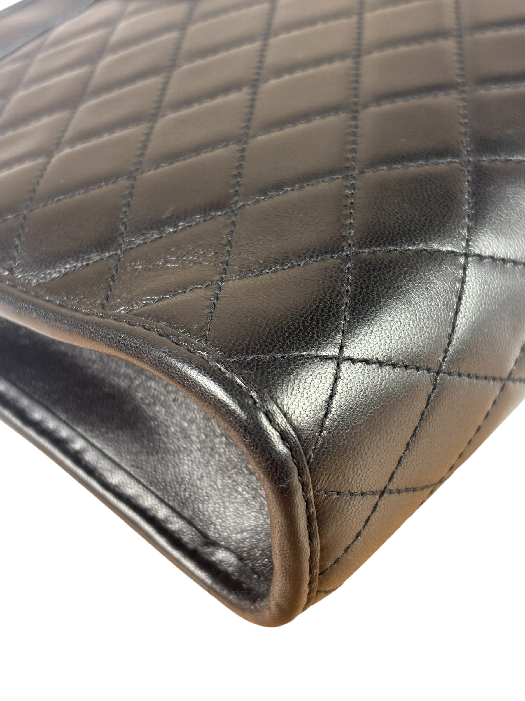 YSL Black Leather Baby Victoire Chain Clutch