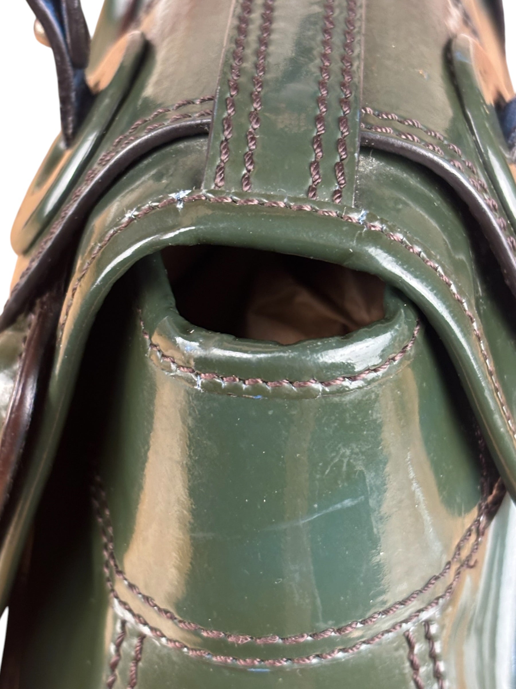 Fendi Vintage Green Patent Leather B Handbag