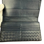 Bottega Veneta Navy Blue Intrecciato Long Wallet