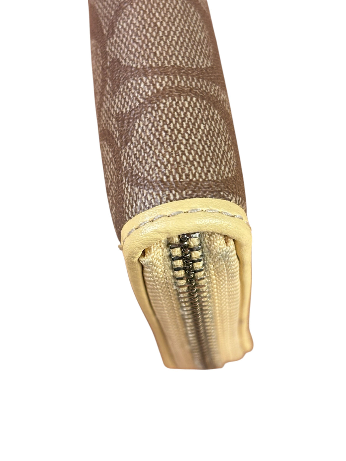 Coach Beige/Brown Leather C Signature Zip-Around Long Wallet