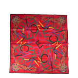 Celine Vintage Red Alphabet Print Handkerchief/Scarf